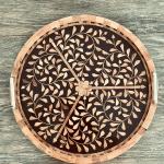 Round Floral Wood Tray